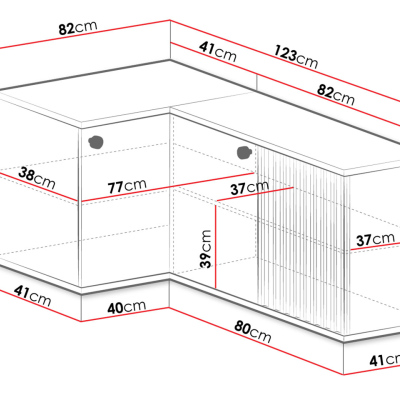 Rohová komoda ORURO - dub artisan / černá