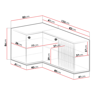 Rohová komoda ORURO - dub artisan / černá