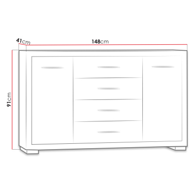 Kombinovaná komoda ITUNI - šířka 148 cm, dub santana tmavý