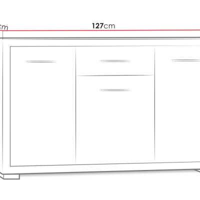 Kombinovaná komoda ITUNI - šířka 127 cm, dub santana tmavý