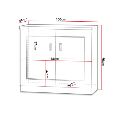 Policová komoda MERLO - šířka 100 cm, dub lefkas