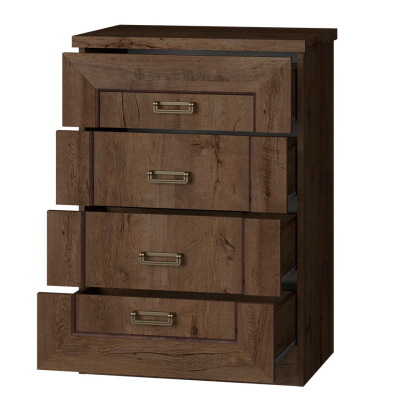 Šuplíková komoda MERLO - šířka 63 cm, dub