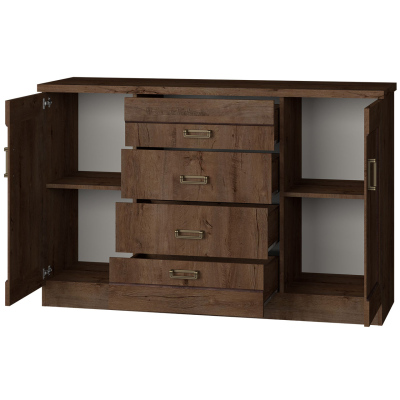 Kombinovaná komoda MERLO - šířka 140 cm, dub lefkas