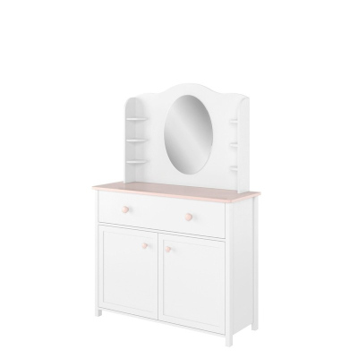 Komoda s nástavcem LEGUAN - bílá / růžová