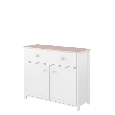 Komoda s nástavcem LEGUAN - bílá / růžová