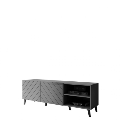 TV stolek 150 cm BERMEJO - grafitový / lesklý grafitový