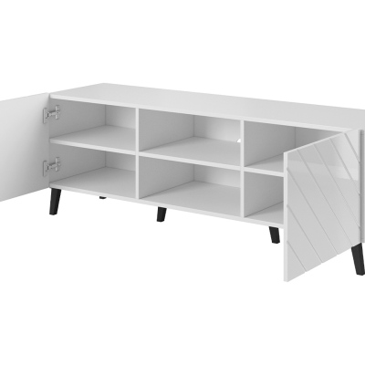 TV stolek 150 cm BERMEJO - grafitový / lesklý grafitový