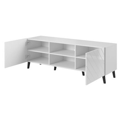 TV stolek 150 cm BERMEJO - grafitový / lesklý grafitový