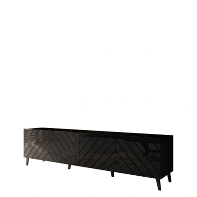TV stolek 200 cm BERMEJO - grafitový / lesklý grafitový