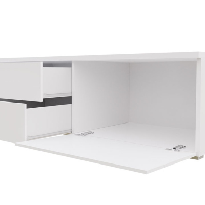 Televizní stolek s LED osvětlením FERNS D 11 - bílý / lesklý bílý