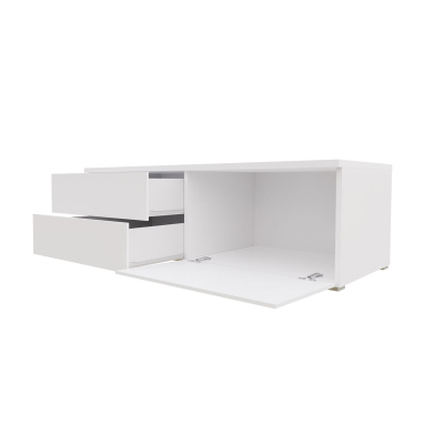 Televizní stolek s LED osvětlením FERNS D 11 - bílý / lesklý bílý