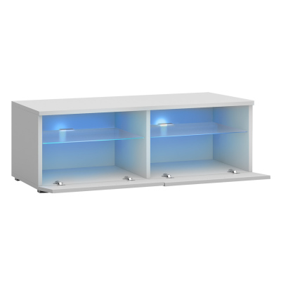 Televizní stolek s LED osvětlením FERNS 6 - bílý / lesklý bílý