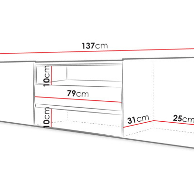 Televizní stolek s LED osvětlením LUSK - dub wotan