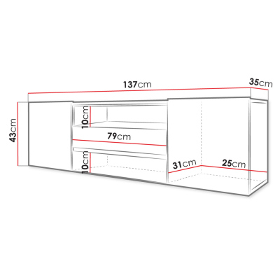 Televizní stolek s LED osvětlením LUSK - dub wotan