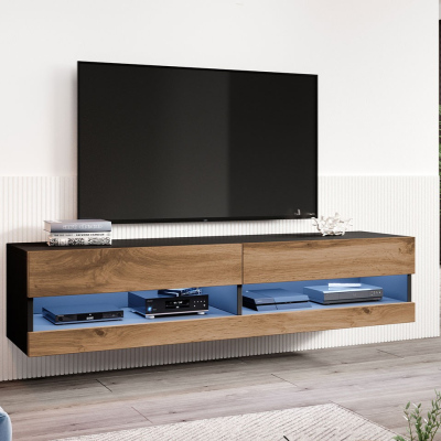 TV stolek 180 cm ASHTON 1 - černý / dub wotan