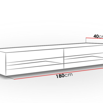 TV stolek 180 cm ASHTON 1 - černý / lesklý černý