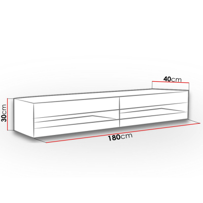 TV stolek 180 cm ASHTON 1 - černý / lesklý černý