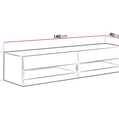 TV stolek 140 cm ASHTON 1 - šedý / lesklý šedý