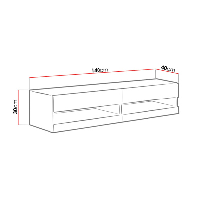 TV stolek 140 cm ASHTON 1 - šedý / lesklý šedý