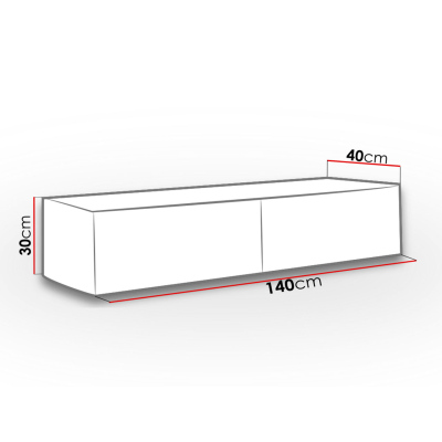 Televizní stolek 140 cm ASHTON - šedý / lesklý šedý