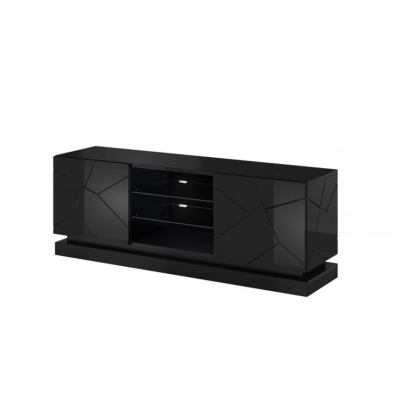 Televizní stolek s LED RGB osvětlením 160 cm LIMA - černý / lesklý černý