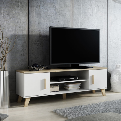 TV stolek 160 cm OLINA - dub sonoma / bílý