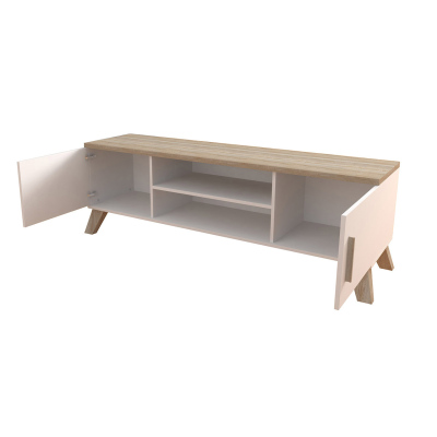 TV stolek 160 cm OLINA - dub sonoma / bílý