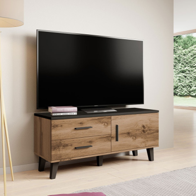 TV stolek 120 cm OLINA - dub wotan / černý