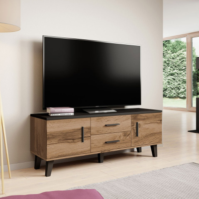 TV stolek 140 cm OLINA - dub wotan / černý