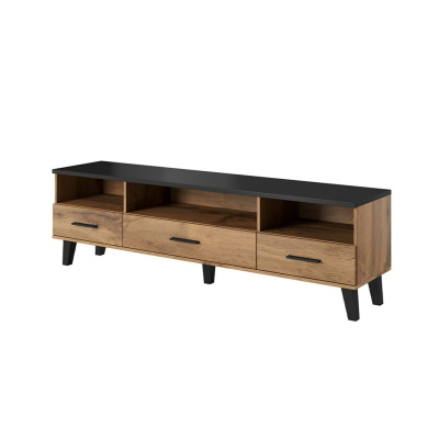 TV stolek 180 cm OLINA - dub wotan / černý