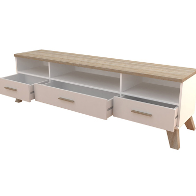 TV stolek 180 cm OLINA - dub wotan / černý