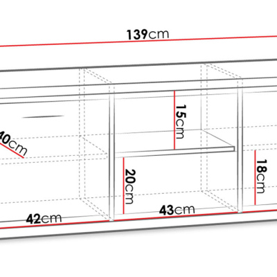 Televizní stolek s LED osvětlením SUCRE 1 - ořech hikora / dub