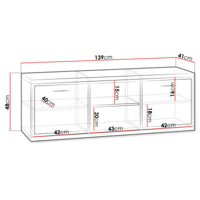 Televizní stolek s LED osvětlením SUCRE 1 - ořech hikora / dub