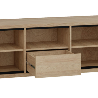 Televizní stolek s LED osvětlením SUCRE 1 - ořech hikora / černé nožky