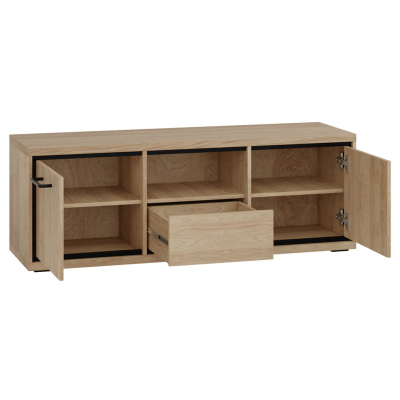 Televizní stolek s LED osvětlením SUCRE 1 - ořech hikora / černé nožky