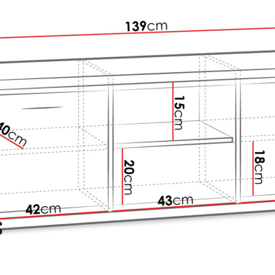 Televizní stolek s LED osvětlením SUCRE 1 - ořech hikora / černé nožky