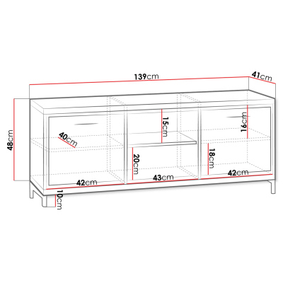 Televizní stolek s LED osvětlením SUCRE 1 - ořech hikora / černé nožky