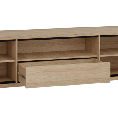 Televizní stolek s LED osvětlením SUCRE 2 - ořech hikora / černé nožky