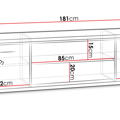 Televizní stolek s LED osvětlením SUCRE 2 - ořech hikora / černé nožky