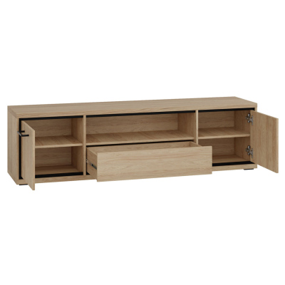 Televizní stolek s LED osvětlením SUCRE 2 - ořech hikora / dub / černé nožky