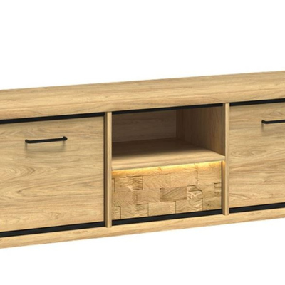 Televizní stolek s LED osvětlením SUCRE 1 - ořech hikora / dub