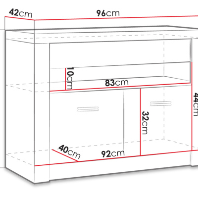 Televizní stolek s LED osvětlením CHALAPATA 1 - jasan tmavý