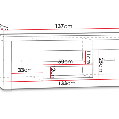 Televizní stolek s LED osvětlením CHALAPATA 2 - jasan světlý