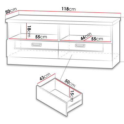TV stolek MERLO 2 - dub lefkas
