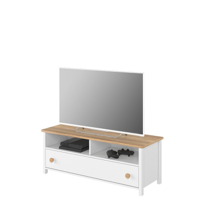 TV stolek MABARUMA - bílý / dub nash