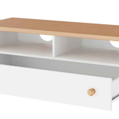 TV stolek MABARUMA - bílý / dub nash