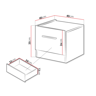Noční stolek KASTEV - bílý / dub stirling