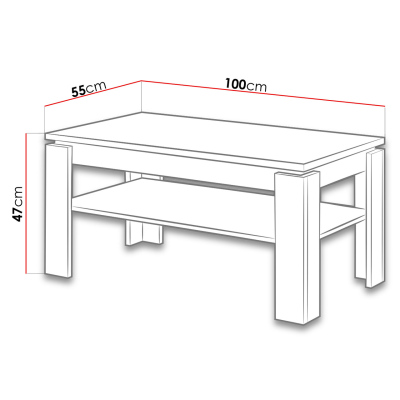 Konferenční stolek MENDOZA - lesklý bílý / matný grafitový