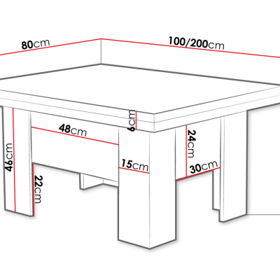 Rozkládací a zvedací konferenční stolek PHILL - dub sonoma