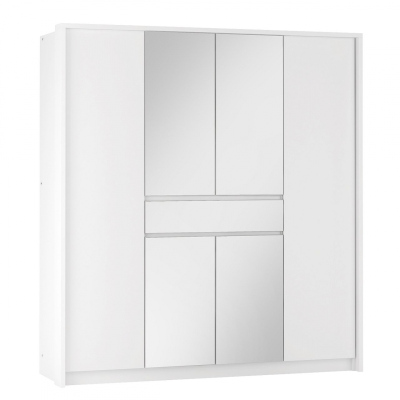 Kombinovaná šatní skříň 200 cm se zrcadlem SORO - bílá